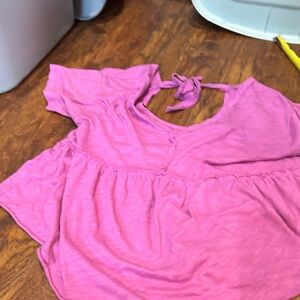 American Eagle Outfitters Fuchsia Tie-Back babydoll Blouse XS